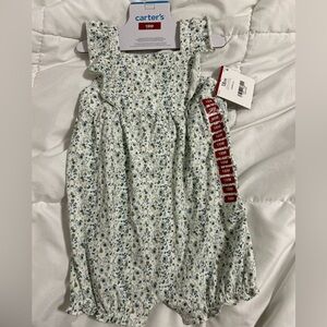 NWT 18mo Carter's White Romper with Blue and Green Floral Print